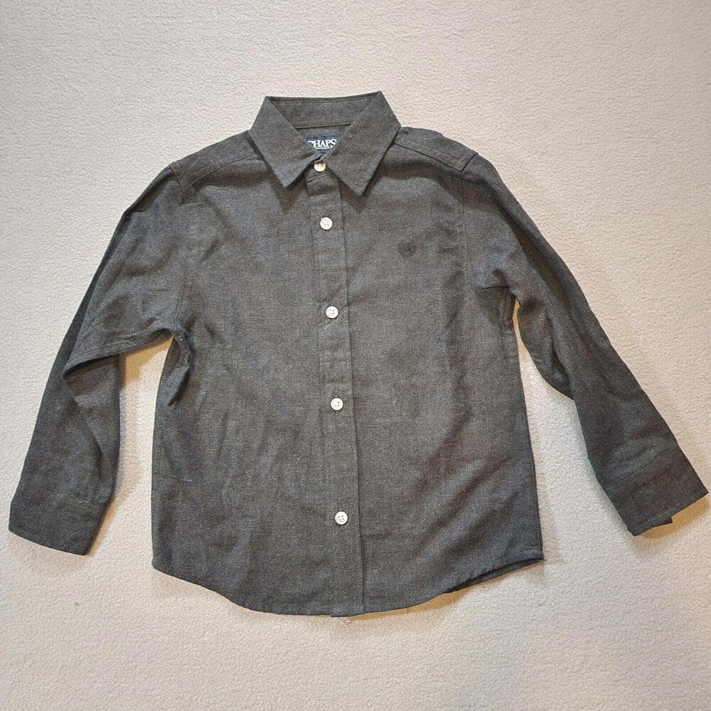 Chaps Boys Size XXS 4-5 Dark Gray Button Down Long Sleeve Shirt